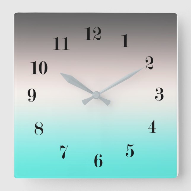 Horloge Carrée Turquoise grey Ombre (Recto)