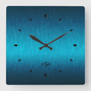 Horloge Carrée Turquoise métallc design brushed steel look