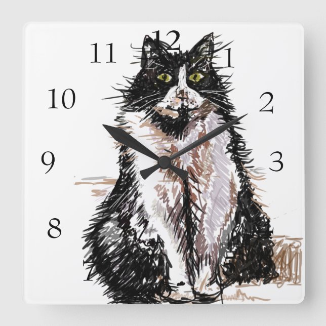 Horloge Carrée Tuxedo Cat Cat Art Animal Childs (Recto)