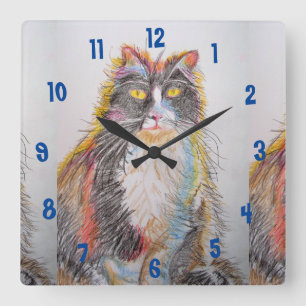 Horloge Carrée Tuxedo Cat Cat Art Animal Childs