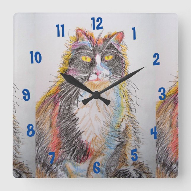 Horloge Carrée Tuxedo Cat Cat Art Animal Childs (Recto)
