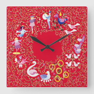 Horloge Carrée Twelve days of Christmas, style2