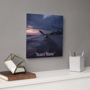 Horloge Carrée Twilight en bord de mer