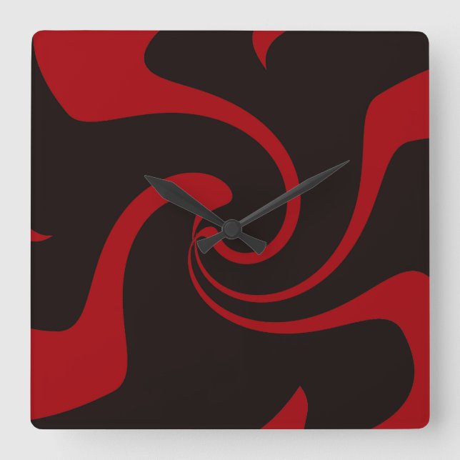Horloge Carrée Twist rouge et noir (Recto)