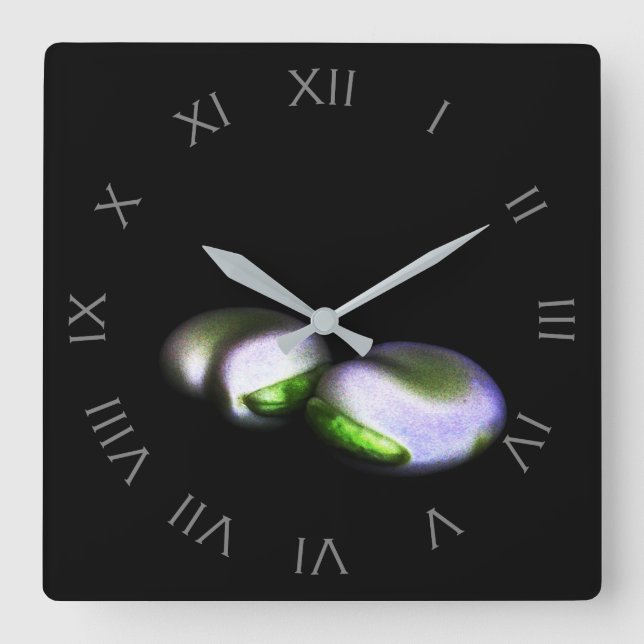 Horloge Carrée Two Broad Beans Grey Roman Numbers wccn (Recto)