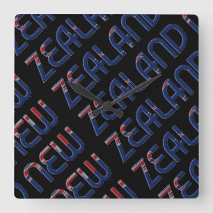 Horloge Carrée Typographe de New Zealand