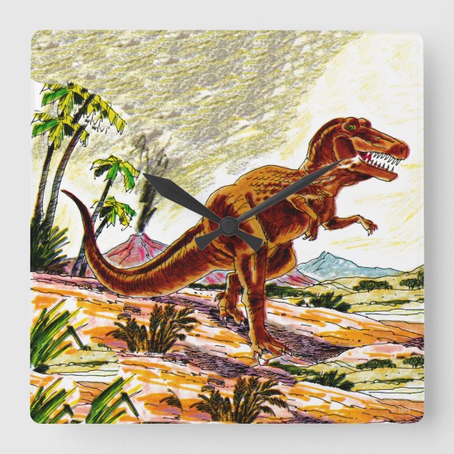 Horloge Carrée Tyrannosaurus Rex Dinosaur (Recto)