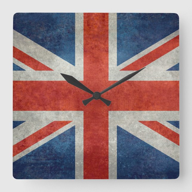 Horloge Carrée UK British Union Jack flag retro style clock (Recto)