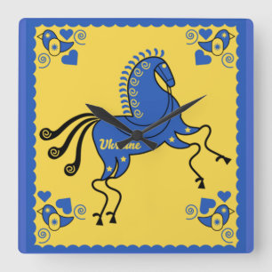 Horloge Carrée Ukraine Art populaire slave traditionnel