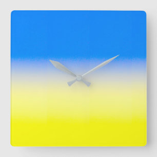 Horloge Carrée Ukraine bleue et jaune Inspiration de la paix anti