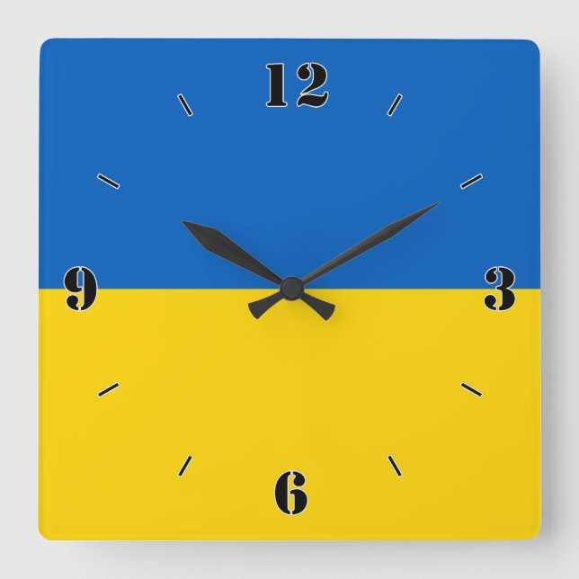 Horloge Carrée Ukraine Nationale Drapeau Patriotique (Recto)