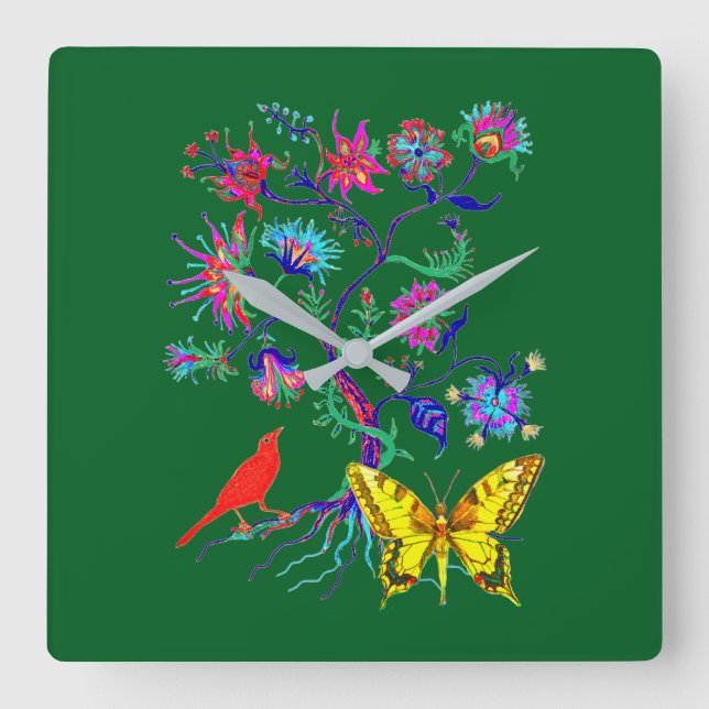 Horloge Carrée Un arbre de vie (Recto)