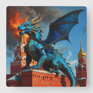 Horloge Carrée Un dragon bleu et or visite Moscou