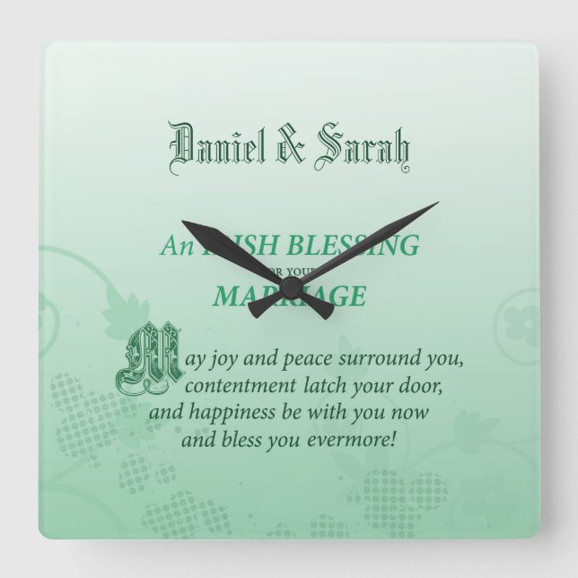 Horloge Carrée Un Mariage irlandais qui félicite (Recto)