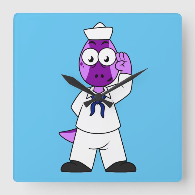 Horloge Carrée Un marin de la marine Pachycephalosaurus Dinosaur. (Recto)