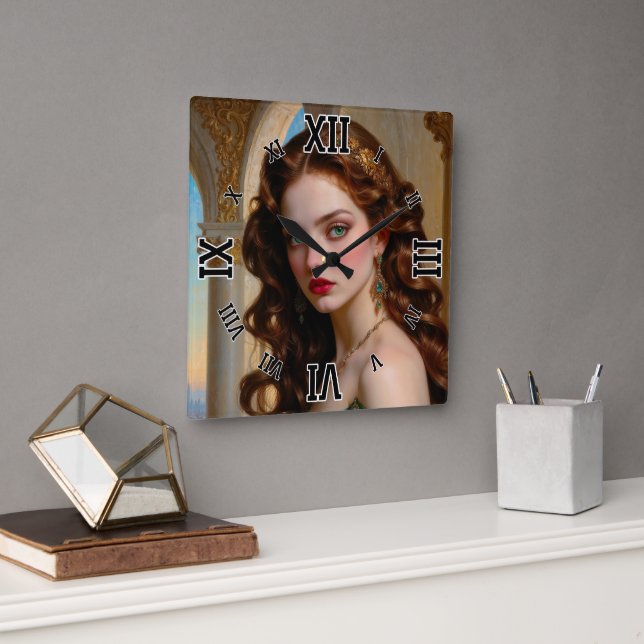 Horloge Carrée Un portrait enchanteur de l'impératrice émeraude (Bureau)