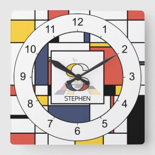 Horloge Carrée Un superbe néoplasticisme Art Monogramme. Lettre S