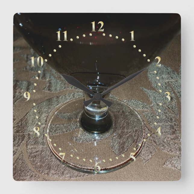 Horloge Carrée un verre de vin rouge (Recto)
