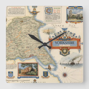 Horloge Carrée Une carte de Yorkshire : Équitation est