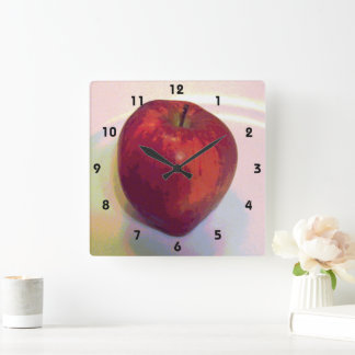 Horloge Carrée Une grosse pomme rouge