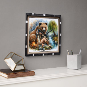 Horloge Carrée Une Indienne Autochtone