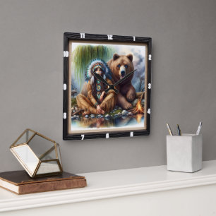 Horloge Carrée Une Indienne Porte Harmonie