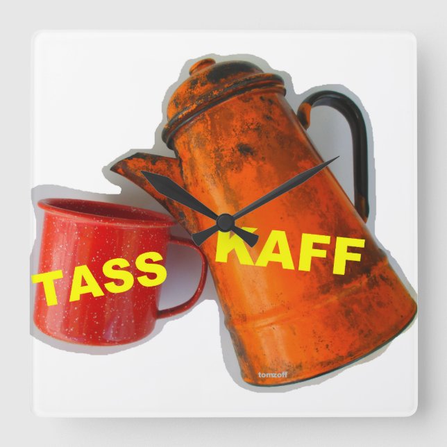 Horloge Carrée Une montre TASSKAFF pour un sourire le matin ! (Recto)