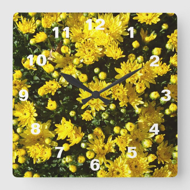 Horloge Carrée Une multitude de mamans jaunes (Recto)