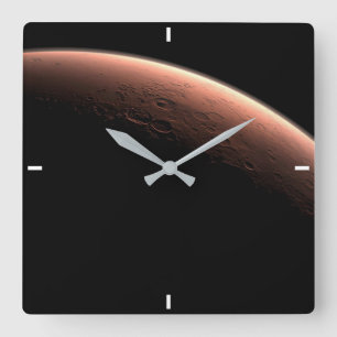 Horloge Carrée Une Partie De Mars À La Limite De La Lumière Et De