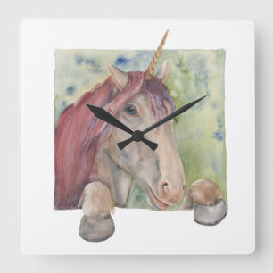 Horloge Carrée Unicorne