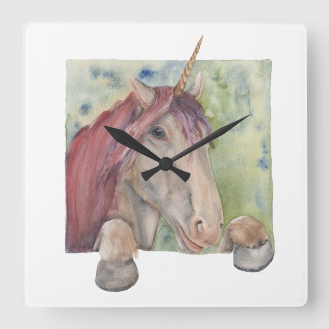 Horloge Carrée Unicorne (Recto)