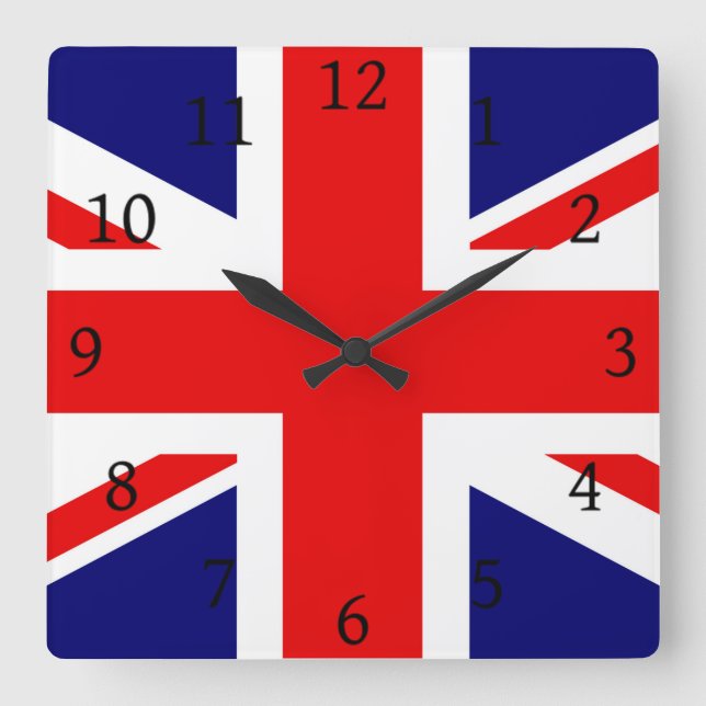 HORLOGE CARRÉE UNION JACK - LE DRAPEAU BRITANNIQUE (Recto)
