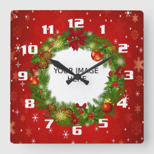 Horloge Carrée Upload a Photo Create your own Custom Christmas