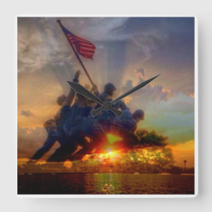 Horloge Carrée us marines clock