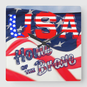 Horloge Carrée USA Accueil du Brave Flag