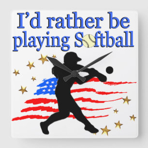 HORLOGE CARRÉE USA SOFTBALL PLAYER AIME LA CONCEPTION DE SOFTBALL