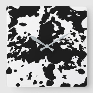 Horloge Carrée Vache de pays Motif noir et blanc