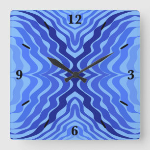 Horloge Carrée Vagues bleues réfléchissantes Moderne Design abstr