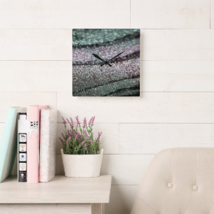 Horloge Carrée Vagues Pailletées Glam 1
