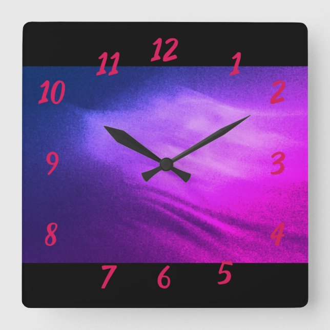 Horloge Carrée Vagues violettes (Recto)