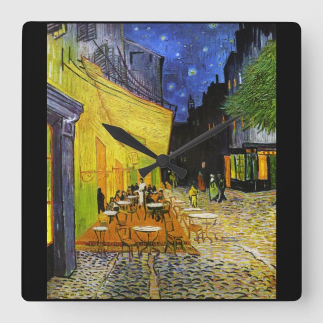 Horloge Carrée Van Gogh , "Café Terrace at Night" (Recto)
