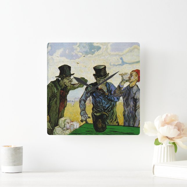 Horloge Carrée Van Gogh ; Les Boissons, Post impressionnisme Vint (Maison)
