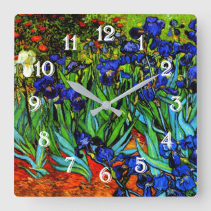 Horloge Carrée Van Gogh peinture, Irises,