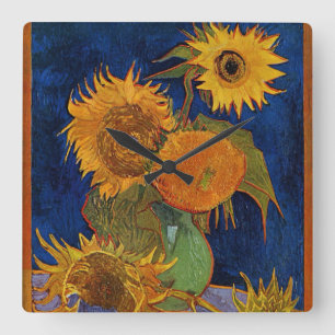 Horloge Carrée Van Gogh Six Sunflower Floral Art HD