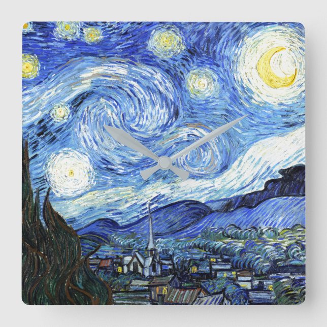 Horloge Carrée Van Gogh Starry Nuit Impressionnisme Art Wall Horl (Recto)