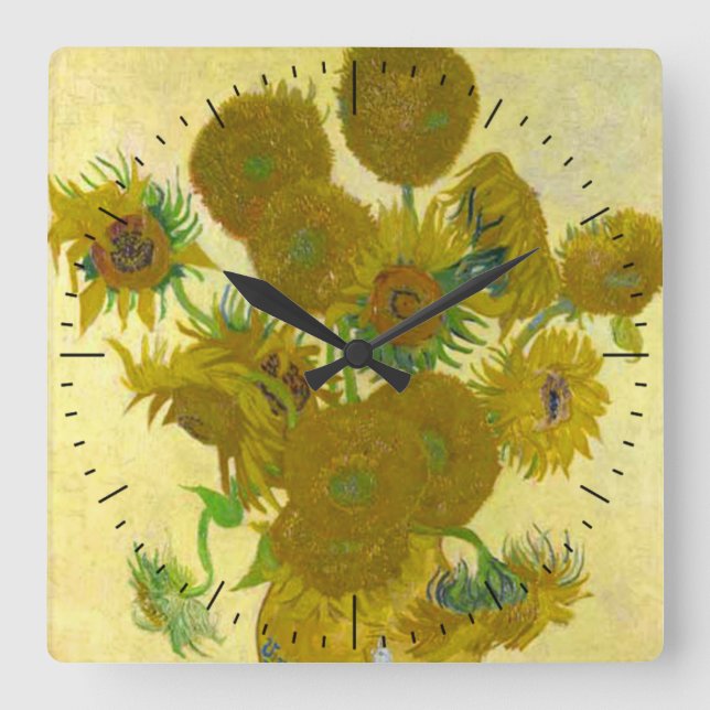 Horloge Carrée Van Gogh Sunflowers Timepiece (Recto)