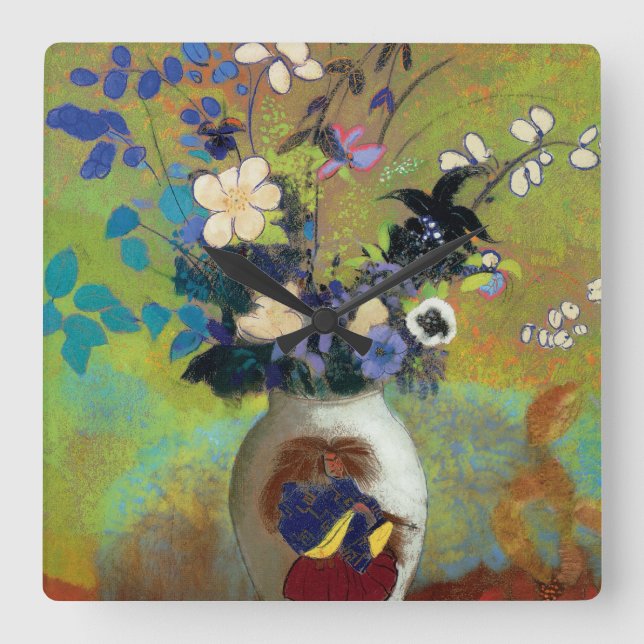 Horloge Carrée Vase au Guerrier Japonais (Recto)