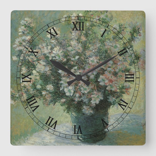Horloge Carrée Vase de fleurs par Claude Monet (Recto)