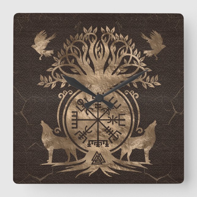 Horloge Carrée Vegvisir - Viking Compas Ornement (Recto)