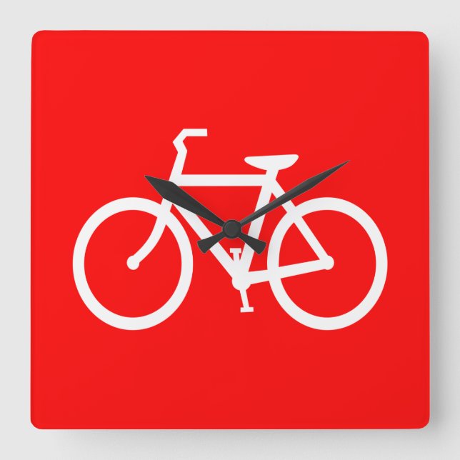Horloge Carrée Vélo rouge et blanc (Recto)
